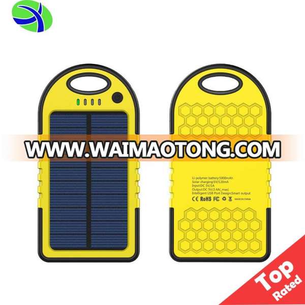 2018 Amazon Top 5000Mah Solar Charger Portable Power Bank, Solar Charger Mobile Phone Portable Solar Power Bank